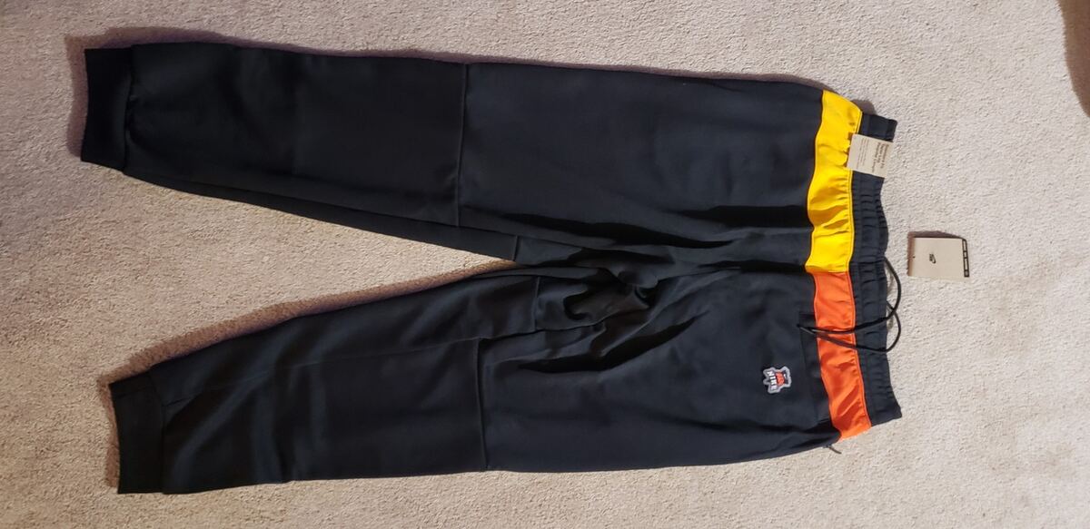 Nike Frenzy Jogger Pants Large Mens Black Orange Yellow Skull Logo Basketball