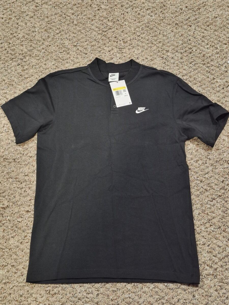 Nike Club Men's Short-Sleeve Henley features a two-button placket and a white